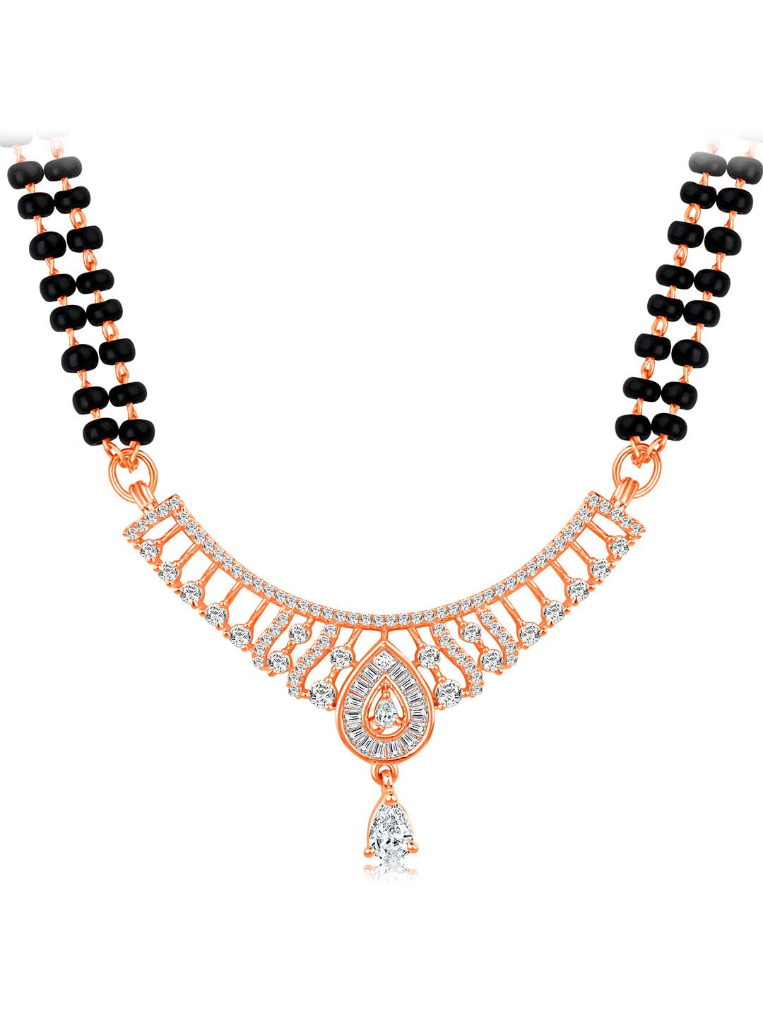 Glittering Rose Gold CZ Mangalsutra Set