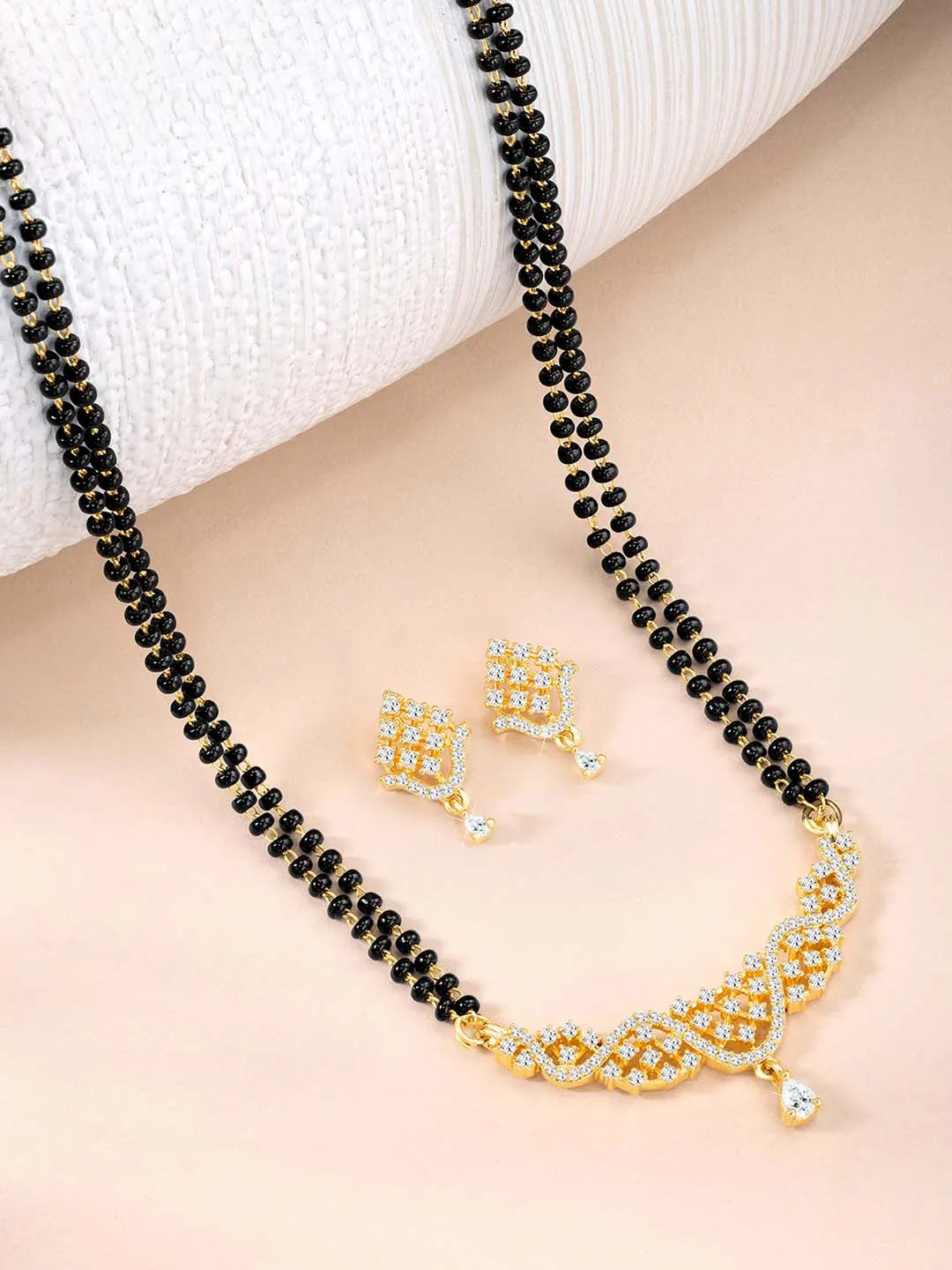 CZ Mangalsutra Set Elegant Sparkling Designs by Peora