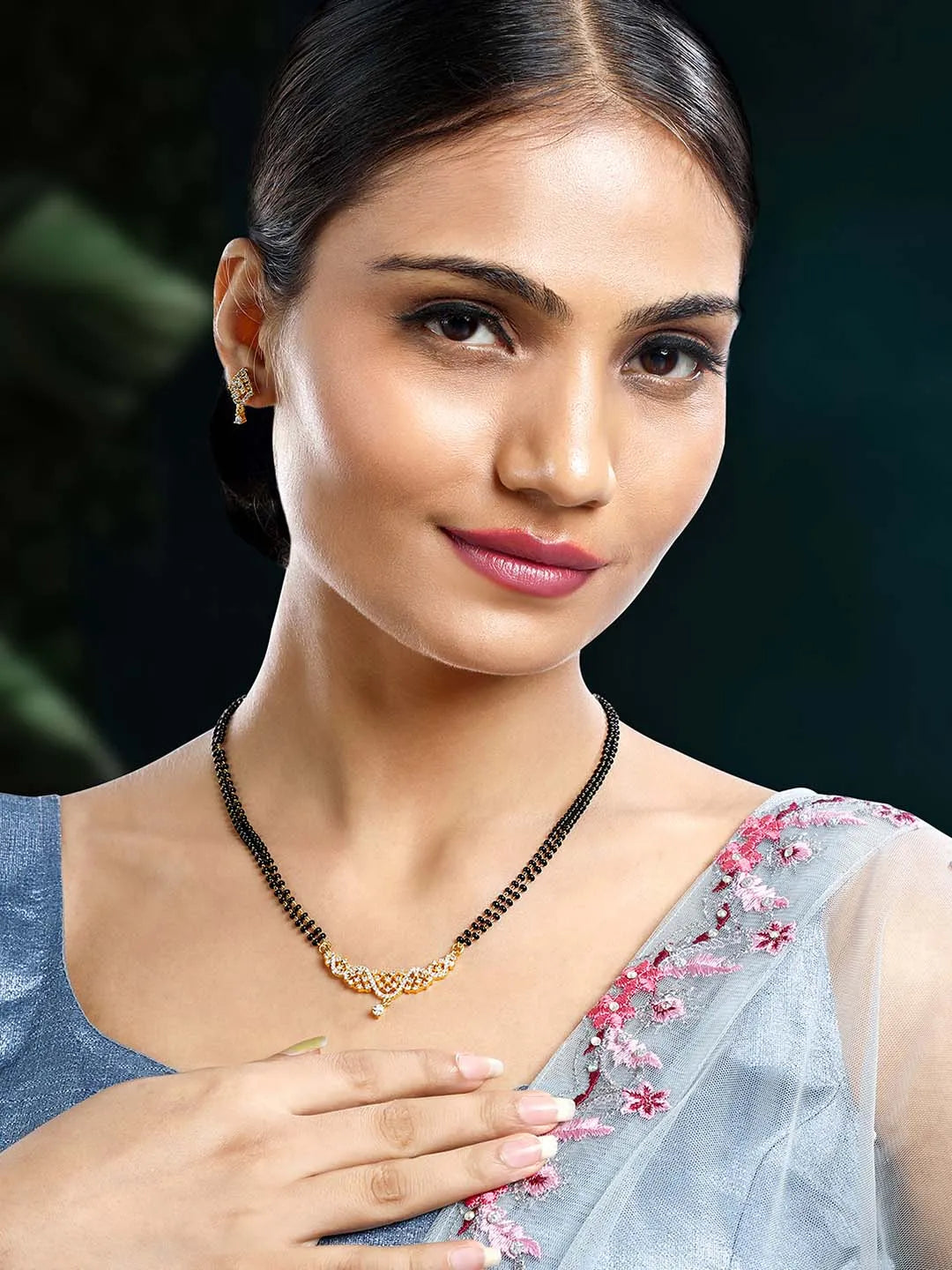 CZ Mangalsutra Set Elegant Sparkling Designs by Peora