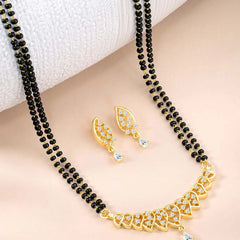 Sparkling CZ Shimmering Mangalsutra Set - Gold