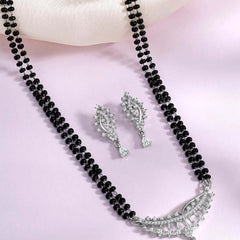 Chic Sparkle CZ Mangalsutra set - Silver