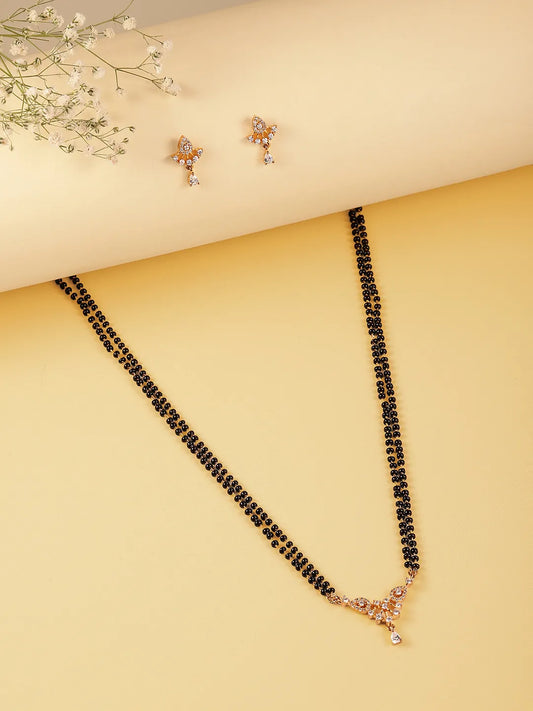 Dainty Shine Mangalsutra Earrings Set