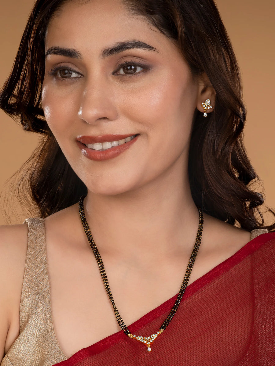 Dainty Shine Mangalsutra Earrings Set