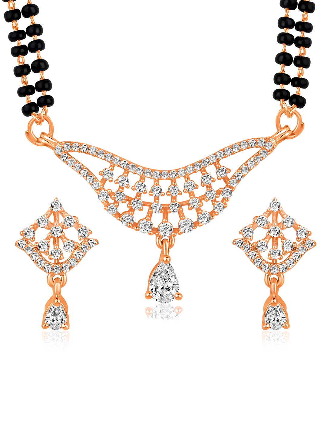 Chic Sparkle Rose Gold CZ Mangalsutra Set