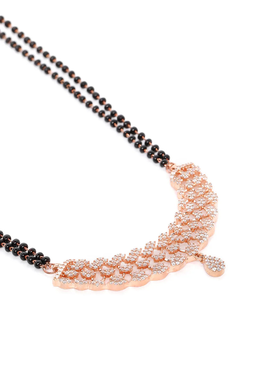 CZ Studded Black Bead Mangalsutra Set