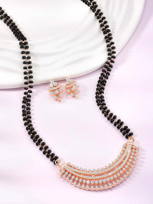 Charming Chic Glow CZ Mangalsutra - Rose Gold