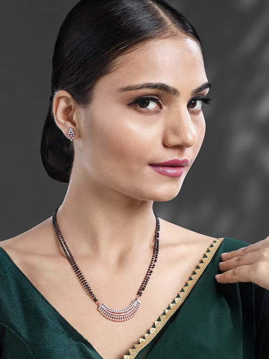Charming Chic Glow CZ Mangalsutra - Rose Gold