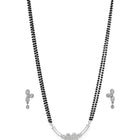 Floral Design Modern Mangalsutra Set - Silver
