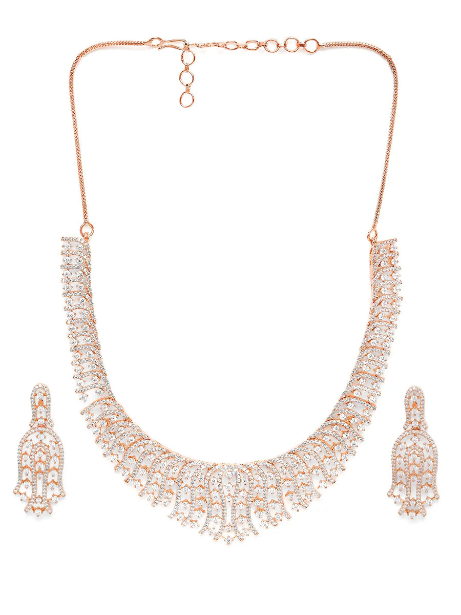 Opulent CZ Studded Necklace Set