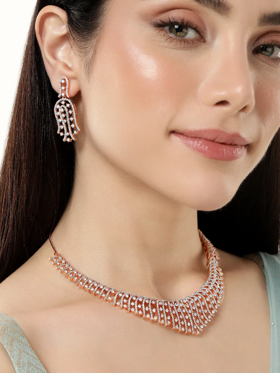 Opulent CZ Studded Necklace Set