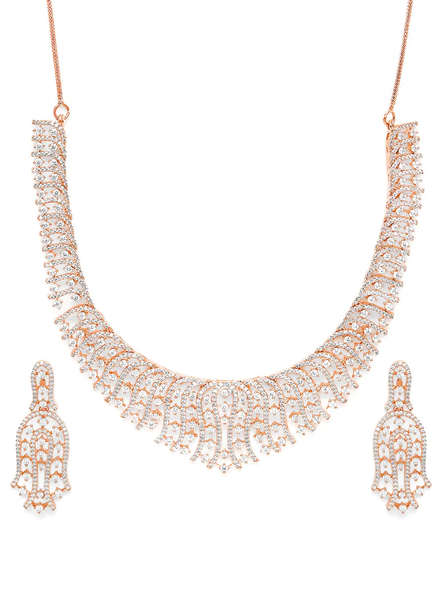 Opulent CZ Studded Necklace Set