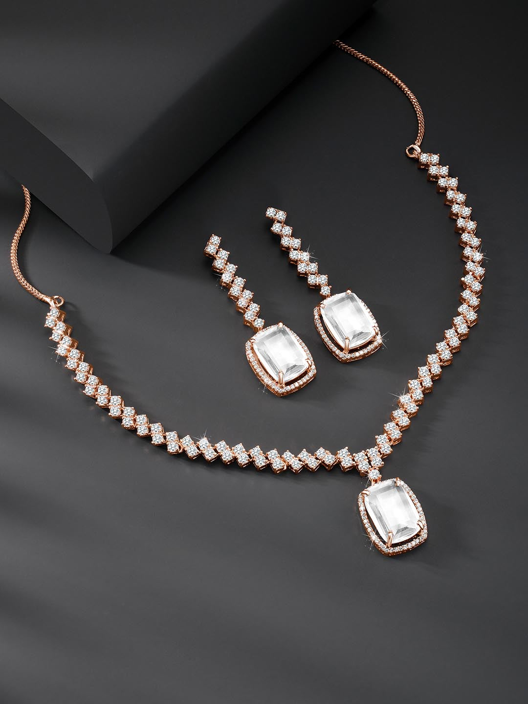 Modern Marvel CZ White Crystal Necklace Set