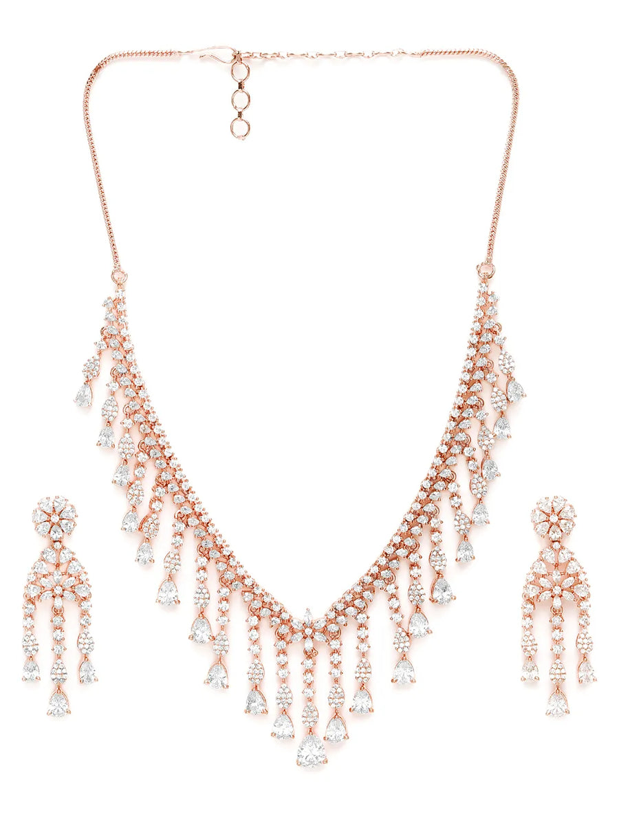 Vivid CZ Crystal Necklace Earring Set