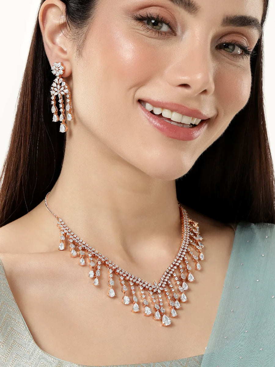 Vivid CZ Crystal Necklace Earring Set