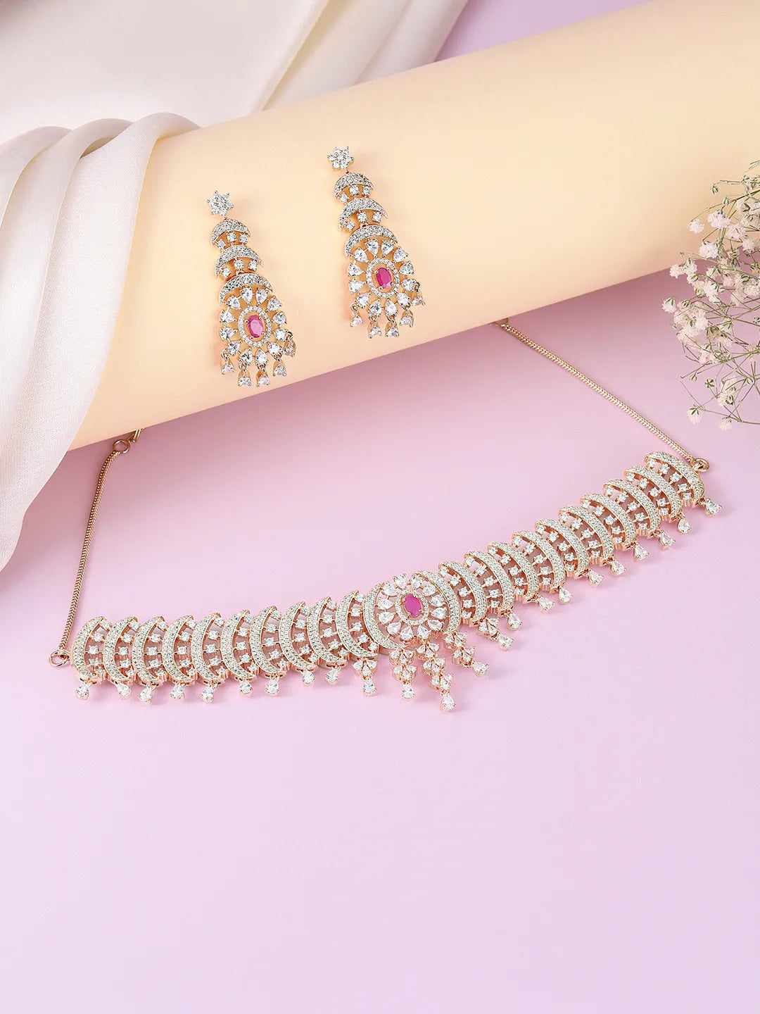 Enchanting CZ Necklace & Earrings Set