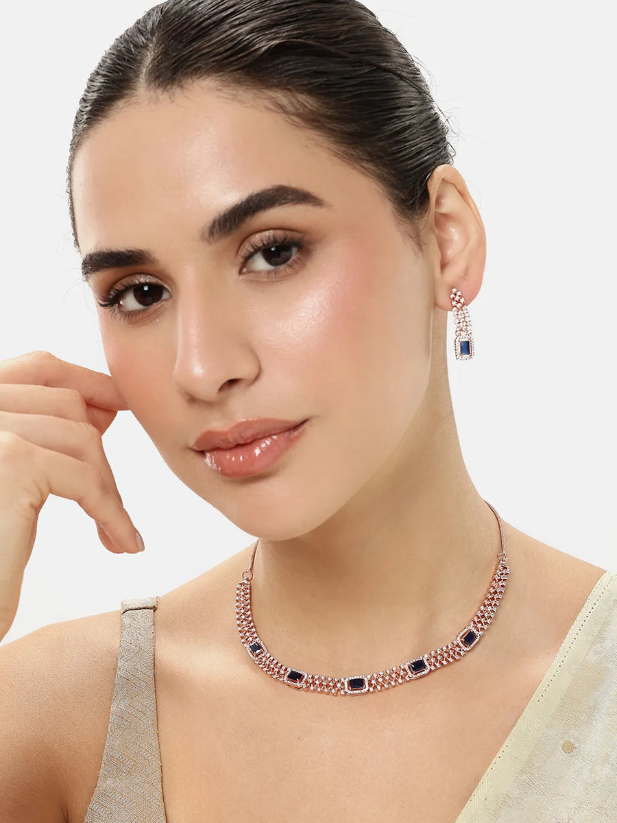 Elegant Sapphire Accent Necklace Set