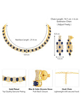 Chic Blue & White CZ Gold Necklace Set