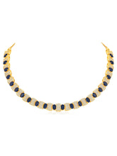 Chic Blue & White CZ Gold Necklace Set