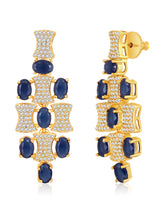 Chic Blue & White CZ Gold Necklace Set