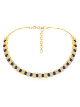 Chic Blue & White CZ Gold Necklace Set