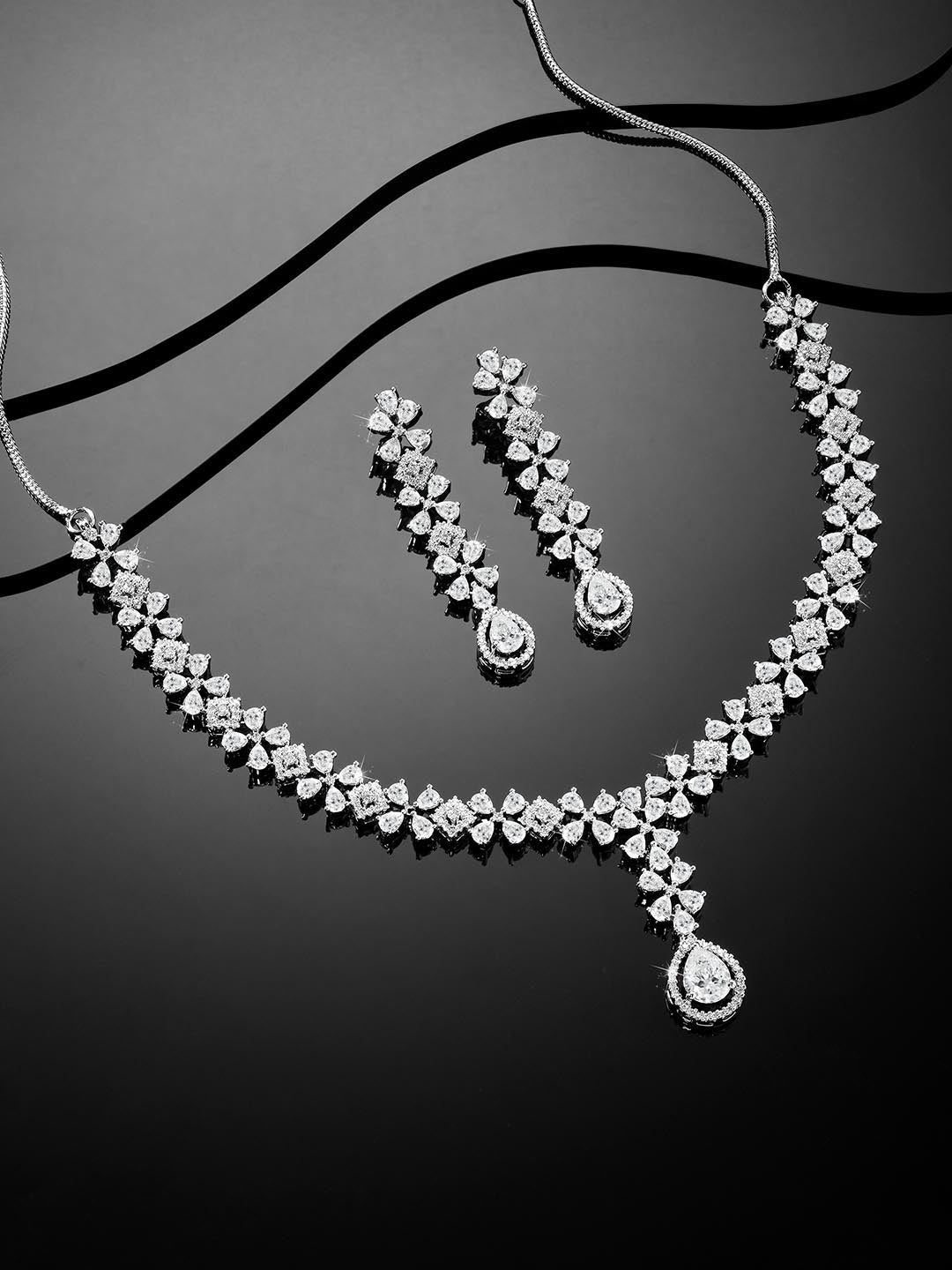 Stunning White CZ Necklace Set