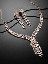 Contemporary Charms CZ Rose Gold Necklace Set