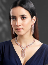 Contemporary Charms CZ Rose Gold Necklace Set