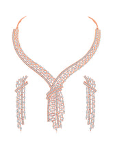 Contemporary Charms CZ Rose Gold Necklace Set