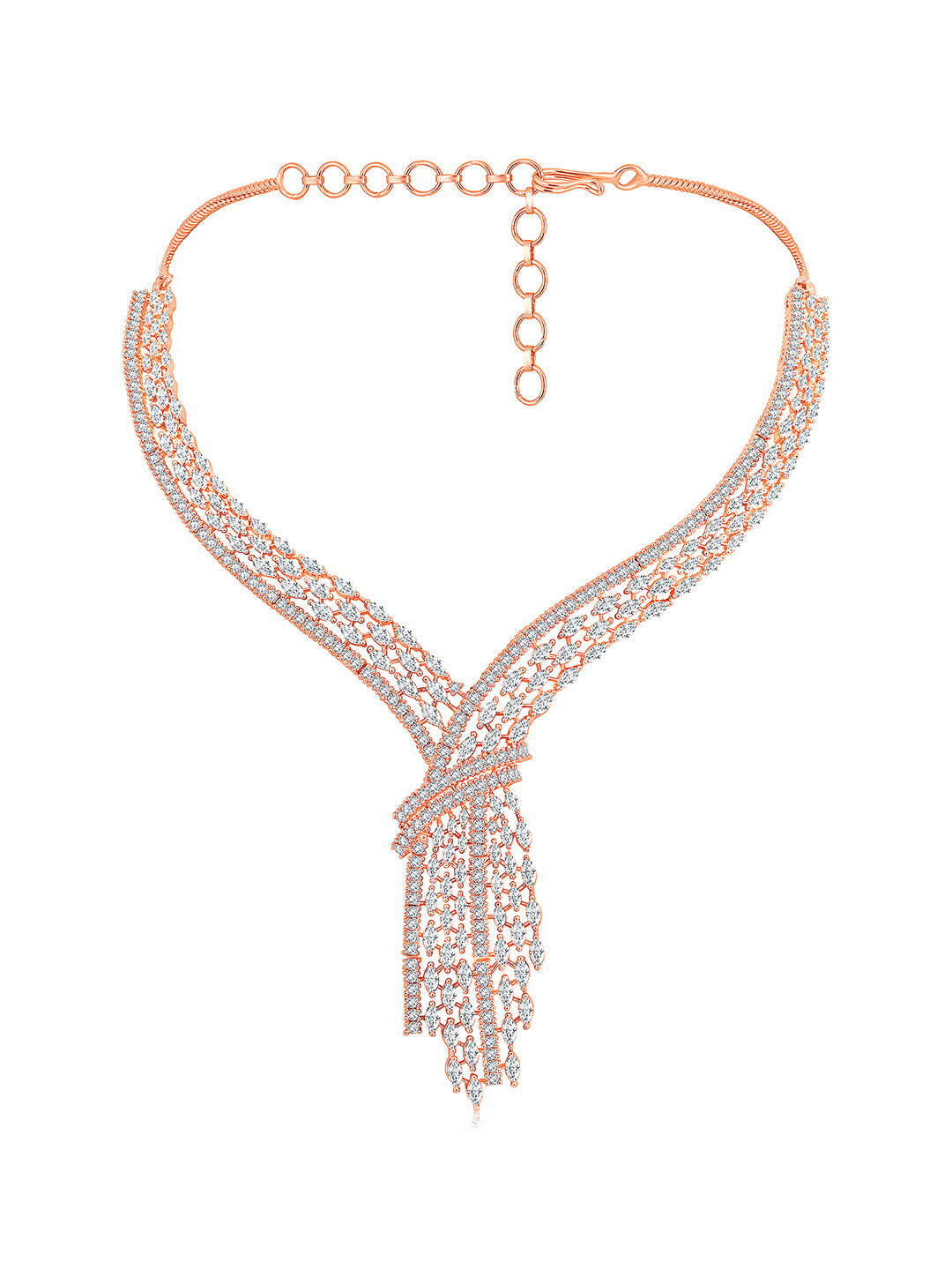 Contemporary Charms CZ Rose Gold Necklace Set