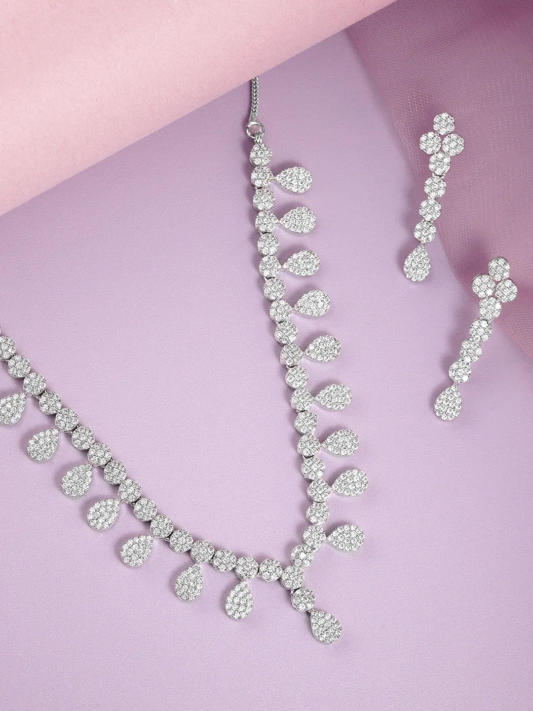 Sculpted CZ Necklace Set with Twist