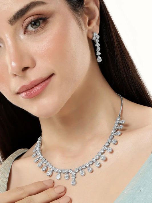 Sculpted CZ Necklace Set with Twist