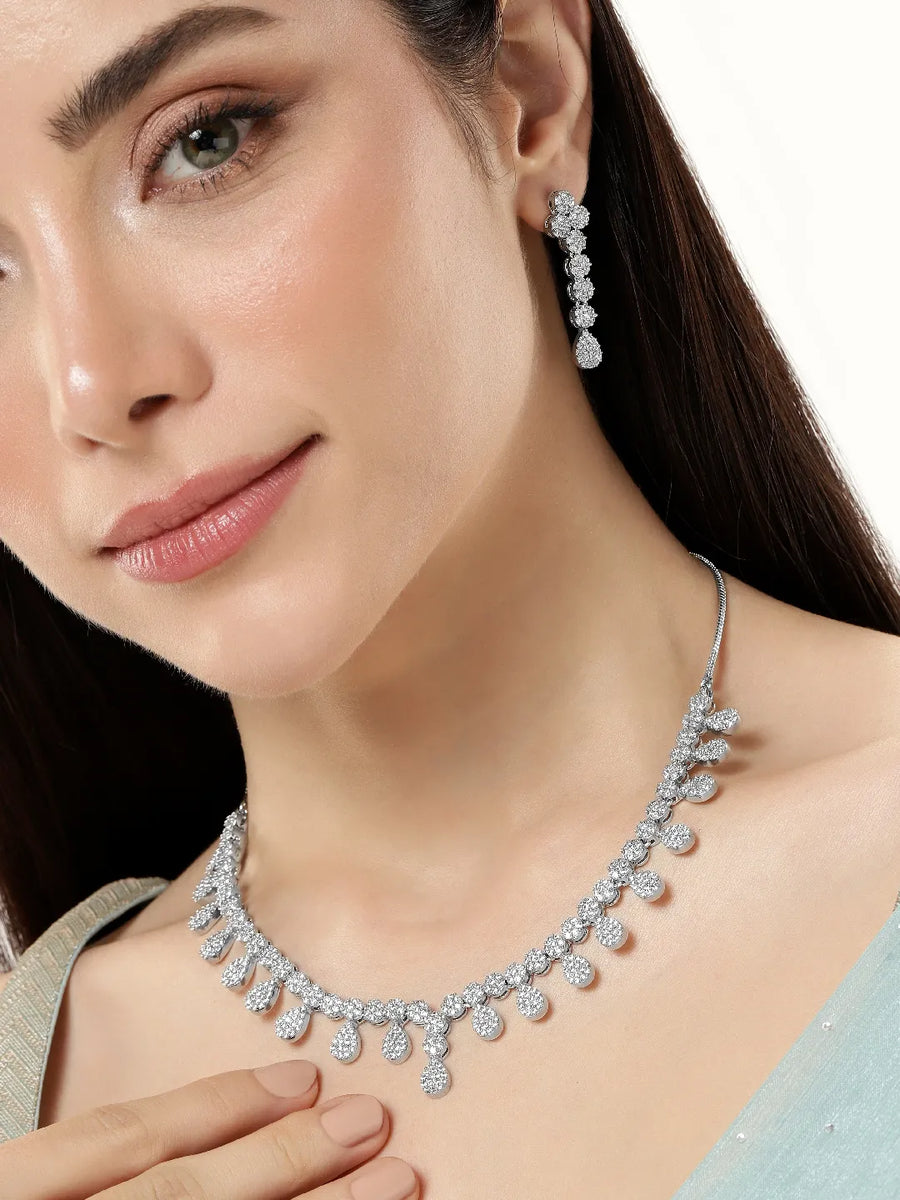 Sculpted CZ Necklace Set with Twist