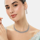 CZ Stone Layered Necklace Earrings Set
