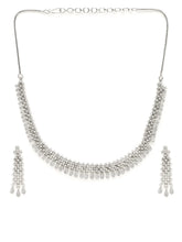 CZ Stone Layered Necklace Earrings Set