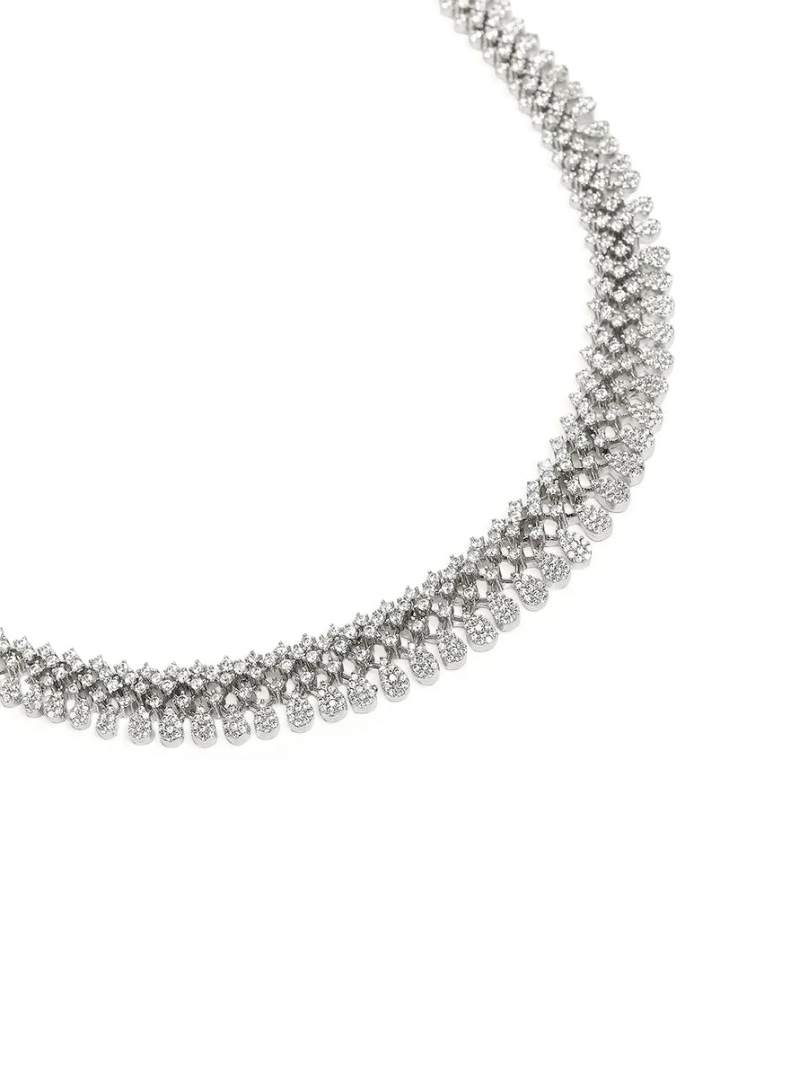 CZ Stone Layered Necklace Earrings Set