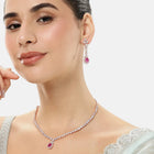 Radiant Glow Crystal Necklace Set - Rose Gold - Red