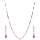 Radiant Glow Crystal Necklace Set - Rose Gold - Red