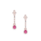 Radiant Glow Crystal Necklace Set - Rose Gold - Red