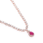 Radiant Glow Crystal Necklace Set - Rose Gold - Red