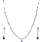 Radiant Glow Crystal Necklace Set - Silver - Blue