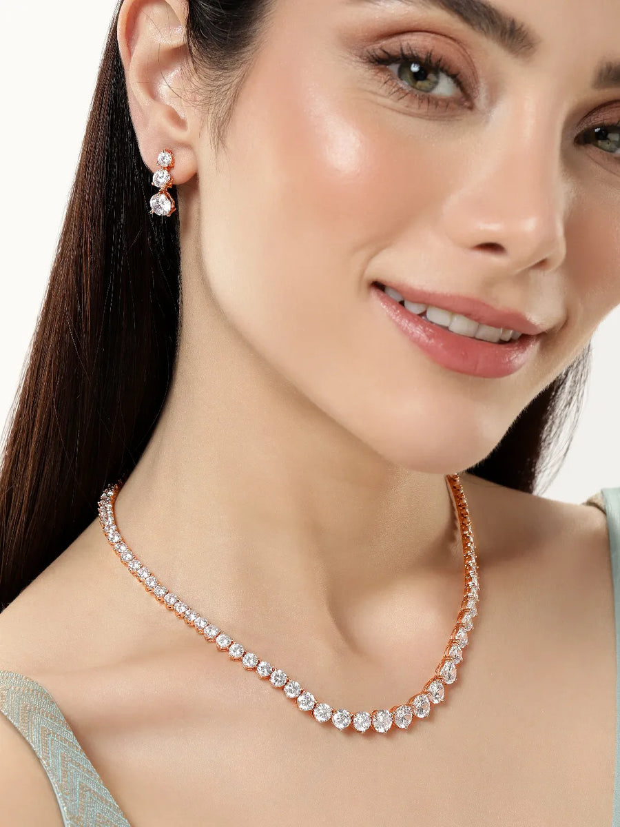 Delicate CZ Necklace Set with Style