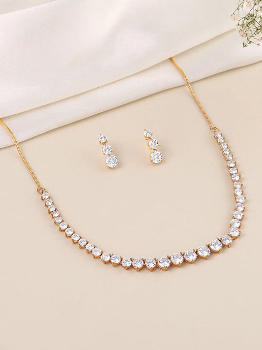 Classic Round Crystal Cut Necklace Set