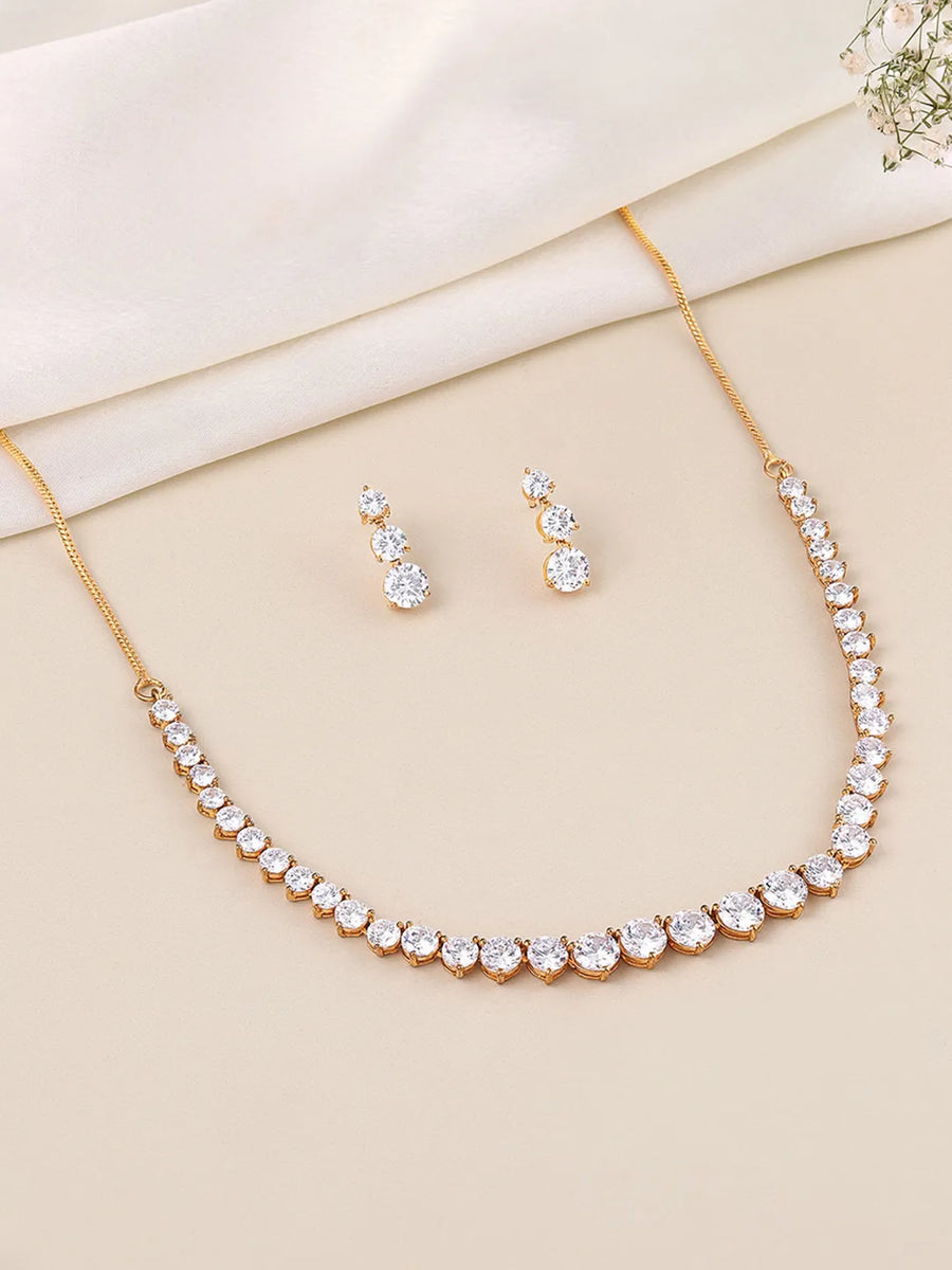Classic Round Crystal Cut Necklace Set