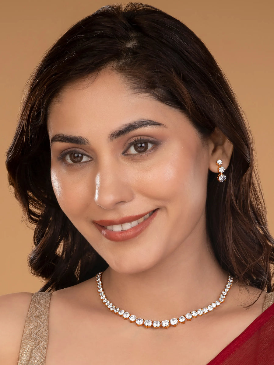 Classic Round Crystal Cut Necklace Set