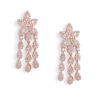 CZ Leafy Dangler Necklace Earrings Set - Rose Gold