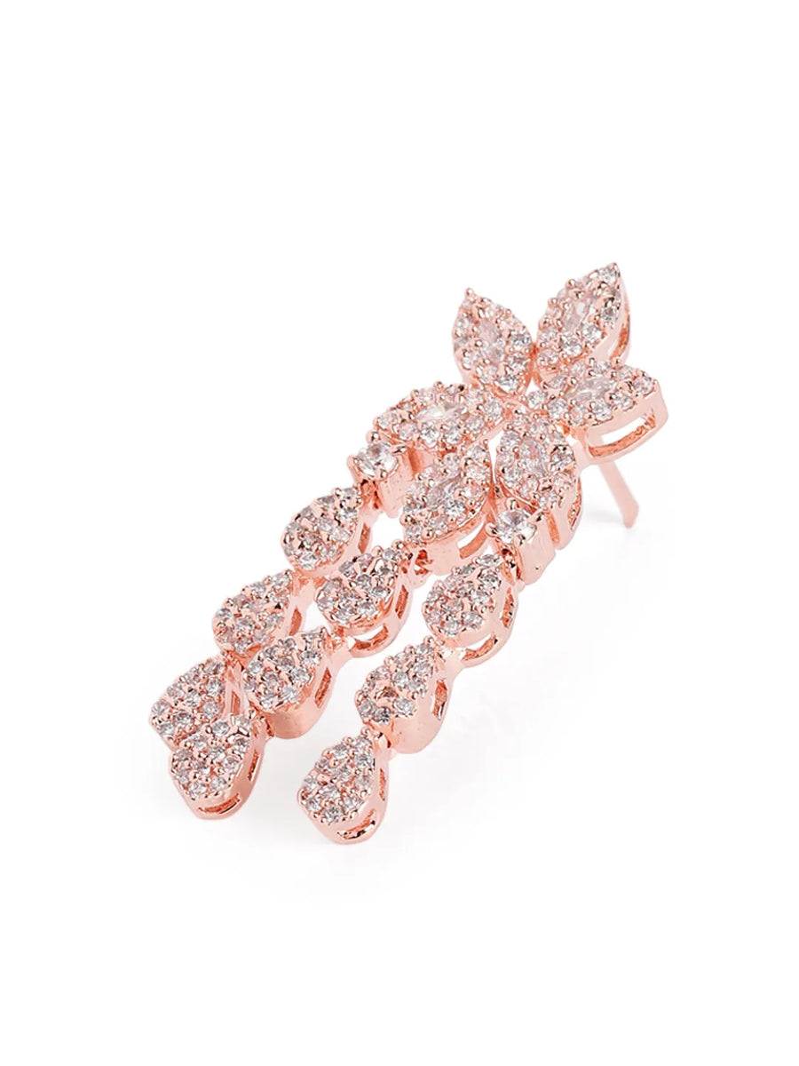 CZ Leafy Dangler Necklace Earrings Set