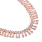 CZ Leafy Dangler Necklace Earrings Set - Rose Gold