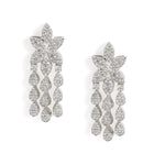 CZ Leafy Dangler Necklace Earrings Set - Silver