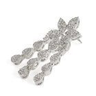 CZ Leafy Dangler Necklace Earrings Set - Silver