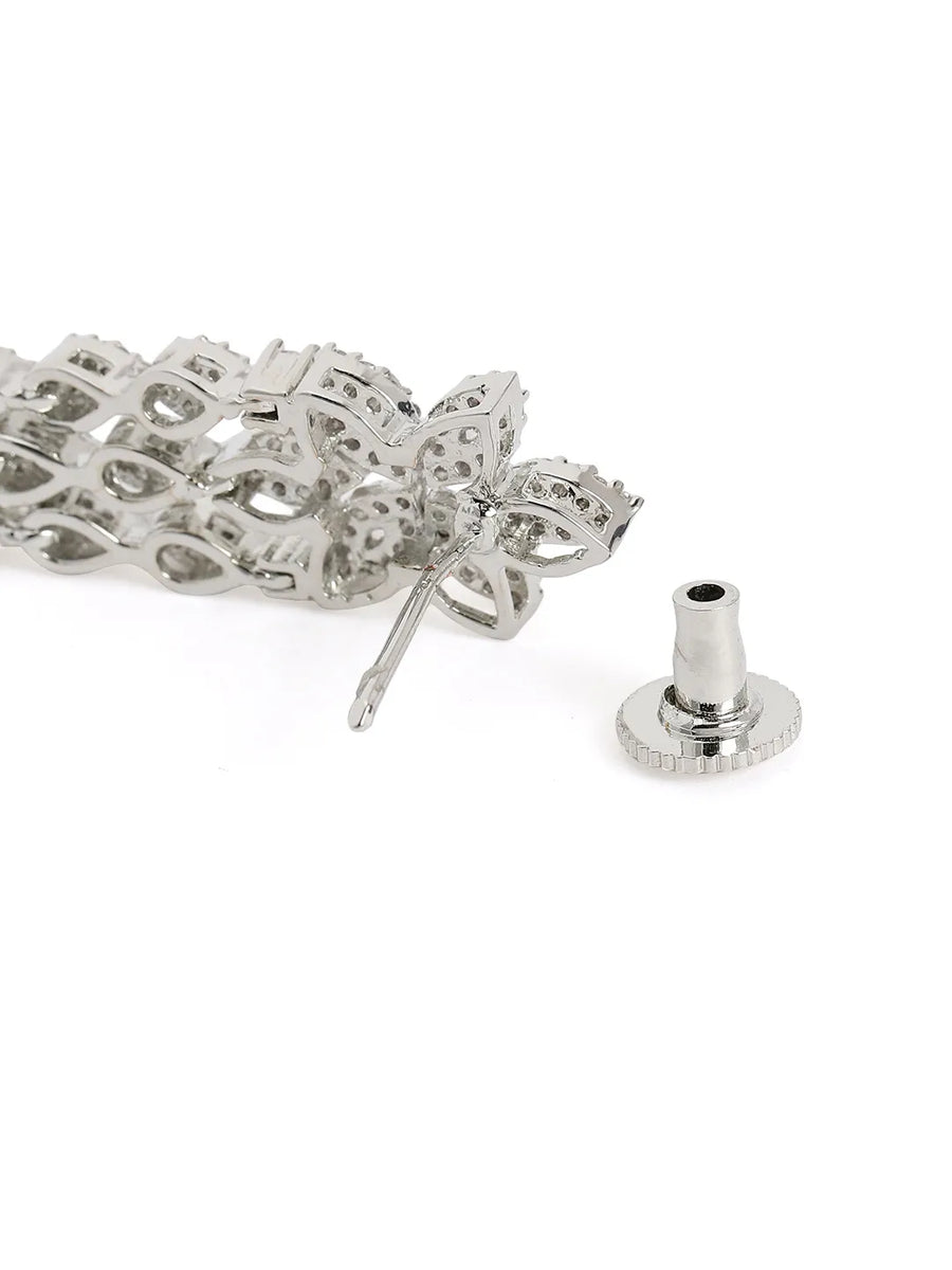 CZ Leafy Dangler Necklace Earrings Set